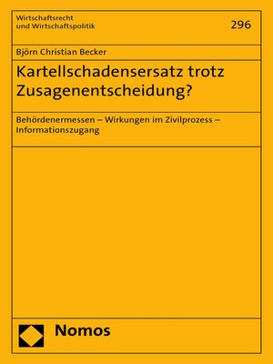 cover image of Kartellschadensersatz trotz Zusagenentscheidung?
